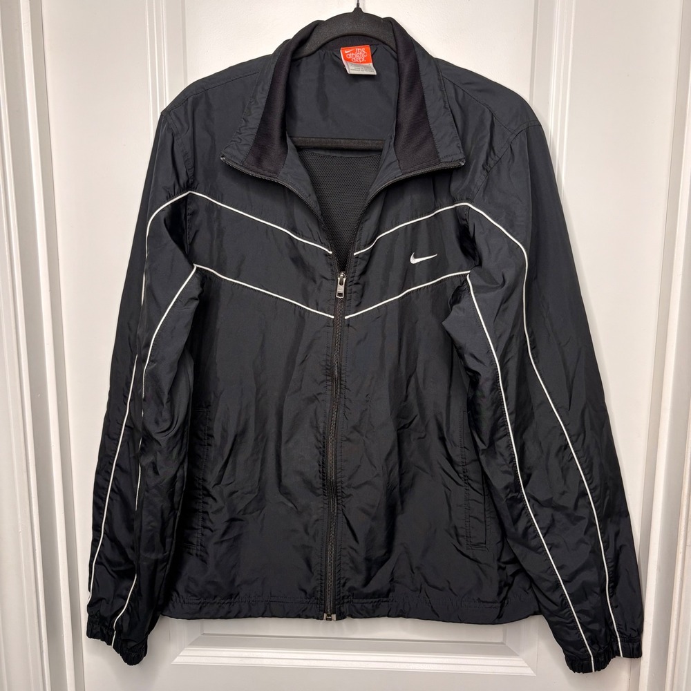 Nike Mens The Athletic Dept Windbreaker Jacket Black White Piping Full Zip Large